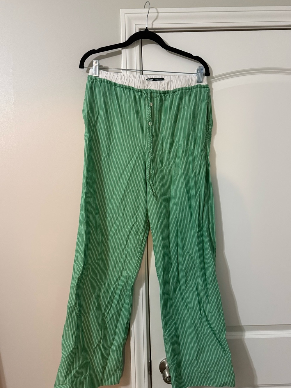 Zara Green with White Striped Boxer Style Pants - Size M